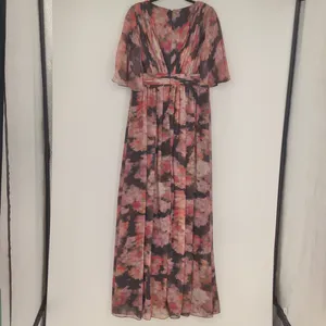 Adrianna Papell Womens Floral Chiffon Draped Gown Dress Size 8 Flowy Maxi V Neck thumbnail 12