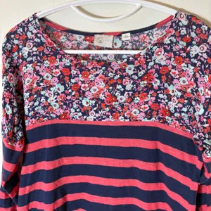 Anthropologie‎ Postmark Floral Stripe 3/4 Sleeve Top Size Small thumbnail 3
