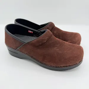 Sanita Original Danish Clogs Brown Nubuck Leather Slip On Mules EU 37 US 6.5 thumbnail 2