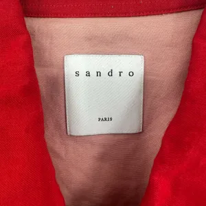 Sandro Size Small Long Sleeve Button Up Blouse Top Shirt Pink Red White Western‎ thumbnail 4