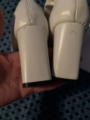 Size 11 white knee high chunky heel boots thumbnail 4
