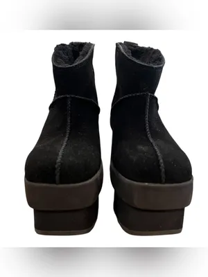 UGG New Heights Platform Mini Black Suede Heeled Boots Women’s 8 New No Box thumbnail 3