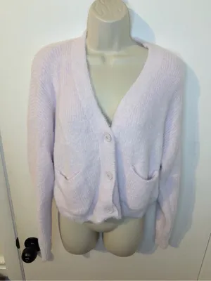 Forever 21 Soft Fuzzy Knit Cropped Cardigan XL Light Pink thumbnail 6