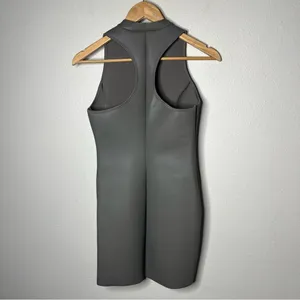 NEW Skims Grey Chalk Rubberized Scuba Swim Zip Up Mock Neck Dress Sporty thumbnail 4