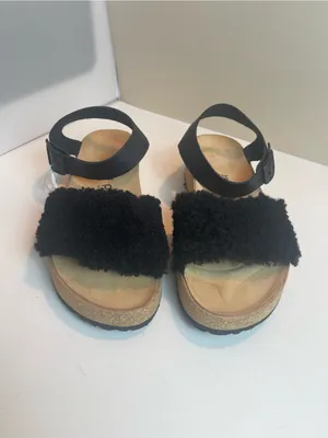 NWT Papillio by Birkenstock Black Shearling Platform Wedge Sandals Size 39 / 8 thumbnail 9
