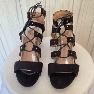 ANNA Black Lace-Up‎ Wedges, Size 9.5 thumbnail 2