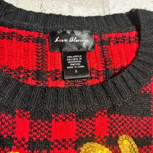 Christmas Red and Black Plaid Reindeer Sweater thumbnail 4