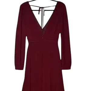 NWT Lulus Love You So Long Sleeve Openback Maxi Dress VNeck SideSlit S Burgundy thumbnail 7