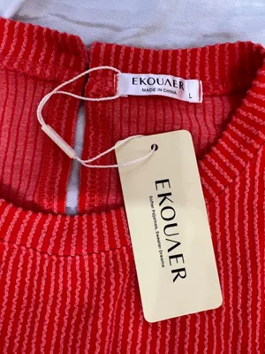 NWT Ekouaer Casual Elastic Waist Romper Dress L thumbnail 6