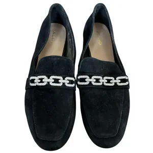 ALDO Embellished Suede Loafers Sz 8‎ Black Dressy thumbnail 2
