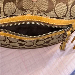 Coach Vintage Signature Canvas Monogram with Tan Leather Crossbody/Shoulder Bag thumbnail 9