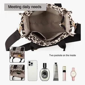 Leopard Print Tote Bag with Black Accents thumbnail 3