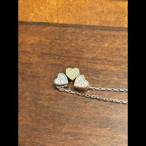 925 sterling silver hearts 3 color mini tiny 16-18 inch 3.05g g61 thumbnail 2