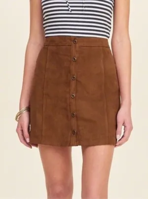 Hollister Brown Button-Front Mini Skirt Size 3‎ thumbnail 1