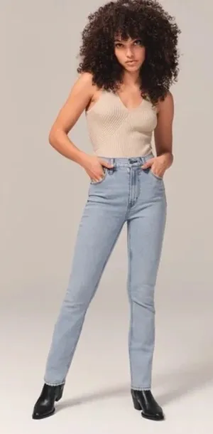 Abercrombie & Fitch 90’s Slim Straight High Rise Blue Jeans thumbnail 1
