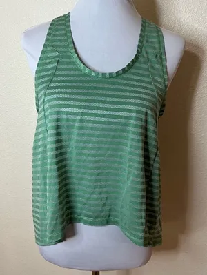 Zyia Active green striped flowy tank top MEDIUM thumbnail 1