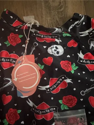 As Rose Rich One-Piece Swimsuit with Red Rose & Skull Print thumbnail 4