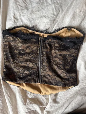 Blue blush black lace corset top thumbnail 2