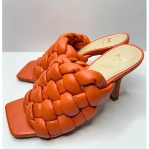 Marc Fisher LTD Dakina Orange Leather Woven Square Toe‎ Heel Mules Size 5.5 thumbnail 3