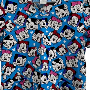 Disney Minnie Mouse Snapshots Blue Scrub Top MED Character Peds thumbnail 2