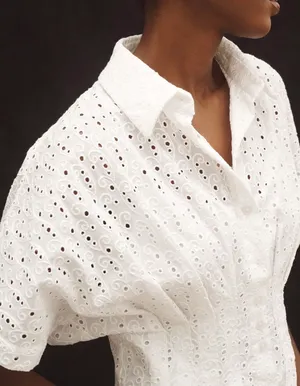 Anthropologie The Tobie Eyelet Mini Shirt Dress by Exquise, Size SP thumbnail 6