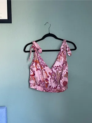Free People Intimately Free Weekend in Montauk Crop Top Size M Blush Pink Combo thumbnail 3