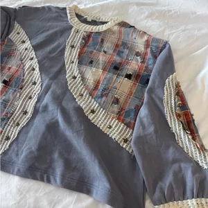POL‎ Plaid Patchwork Stars Sweatshirt Size Large thumbnail 3