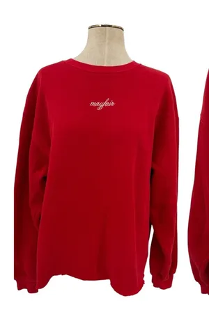 The Mayfair Group Bad Days Graphic Oversized Raw Hem Sweatshirt Red M/L thumbnail 1