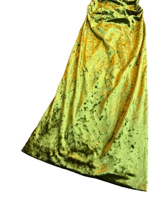 Zara Bold Green Strapless Crushed Velvet Dress Neck Strap Midi Size Medium Women thumbnail 7