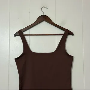 Abercrombie & Fitch Soft A&F Brown Square Neck Bodysuit Size L Stretch Fitted thumbnail 3