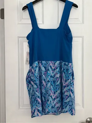 Lilly Pulitzer Luxletic Cary’s Active Romper in Barton Blue Star Gazing thumbnail 3
