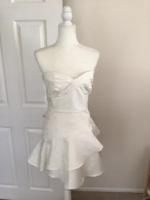 Monique Lhuillier Strapless Tiered Jacquard Mini Dresd-Size 10 thumbnail 6
