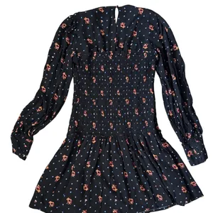 Free People Two Faces Smocked‎ Printed Mini Dress Black Combo Size Large thumbnail 9