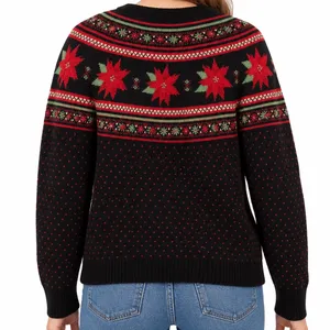 Vintage-Inspired Holiday Time Christmas Poinsettia Fair Isle Sweater XL 16-18 thumbnail 2