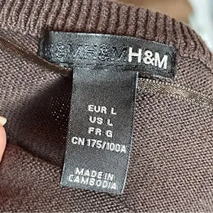 H&M | Brown Argyle Sweater Sz L thumbnail 5