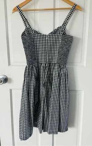 Amanda Uprichard Black White Gingham Dress Size M thumbnail 3