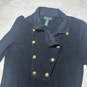 Ralph Lauren SZ S Black Cotton Sgt Peppers Nautical Crest Pullover Sweater thumbnail 2