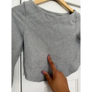 Free People FP Movement Heather Gray Open Back Long Sleeve Crop Top L thumbnail 3