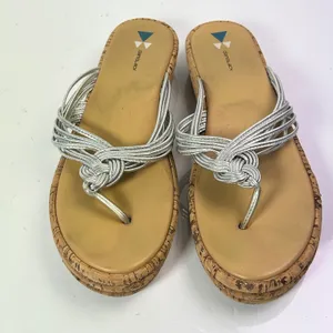 Dani Black Womens 8.5 Silver Metallic Multi Strap Cork‎ Platform Thong Sandals thumbnail 3