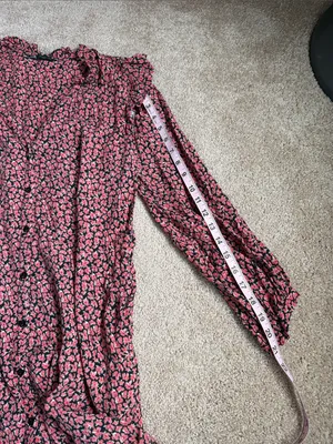 Zara Ditsy Floral Mini Shirt Dress Size Medium thumbnail 9