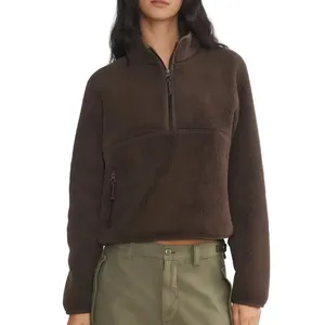 Brown Quarter Zip Fleece Pullover Women’s Small thumbnail 2