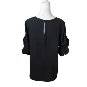 Revolve Amanda Uprichard Merris Top Black Puff Sleeve Large Minimalist Neutral thumbnail 6
