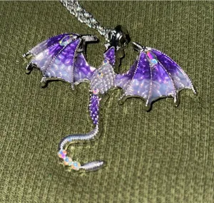 Purple Dragon Pendant Necklace - Women's Jewelry thumbnail 1