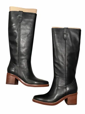 Nine West Hecee Block Heel Tailored Leather Boots in Black, Size 8, NEW $229 thumbnail 3