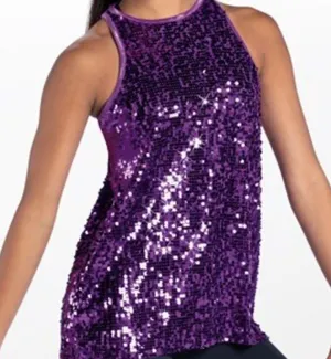 Balera Dancewear Solutions Ultra Sparkle Flyaway Tank Top Blue Dance Costume thumbnail 3