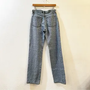 Acne Studios Mid‎ Rise Sequin Straight Leg Jeans Denim Pants Size 38 US 10 Blue thumbnail 7