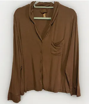 Skims Soft Lounge Sleep Pajama Top Brown Shirt Size Womens 2XL thumbnail 1