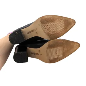 Sole Society Maeryn Bootie Heeled Ankle Boots Black Leather Pointed Toe 7.5 Shoe thumbnail 6