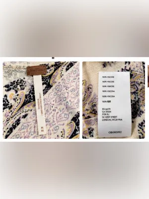 Free People Cream Paisley Boho Tunic Dress/Long Top Size Medium thumbnail 5