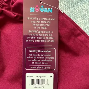 NWT! Sivvan by Adar Unisex Classic Fit Burgundy Scrubs 2XL thumbnail 7